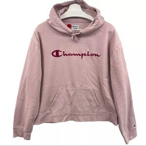 Champion Pullover Hoodie Pink Script Spellout Logo Sz(LG)